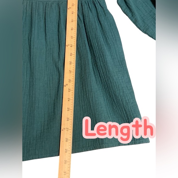 Cat & Jack Green Dress with Embroidered and sequined floral pattern sleeves - Picture 2 of 7